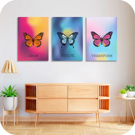 Cuadro Mariposas Arte Moderno Living Naturaleza Zen Jardin