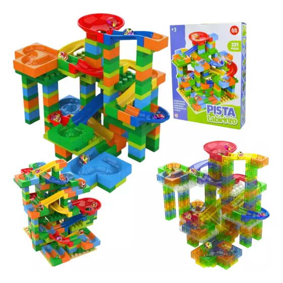 Pista De Corrida Labirinto Rola Bola 221 Peças - Ark Toys