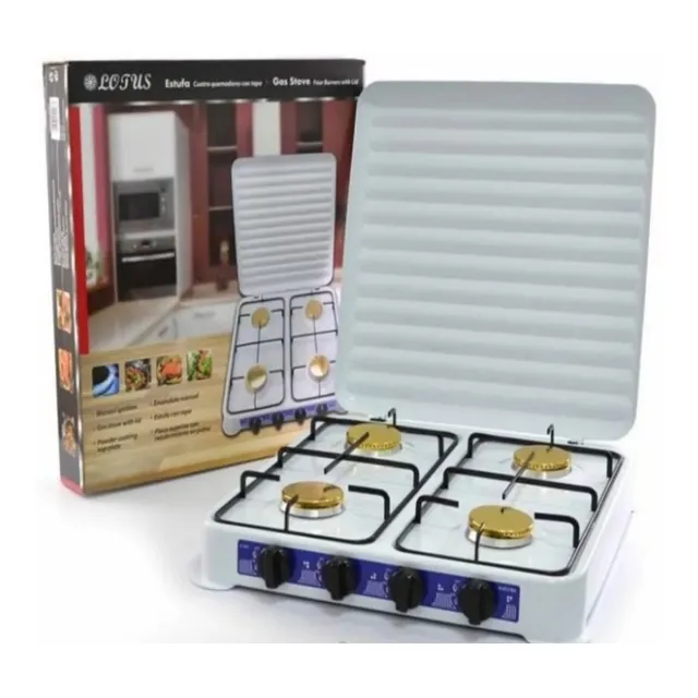 Cocina 4 Hornillas A Gas De Mesa Con Tapa De Calidad 