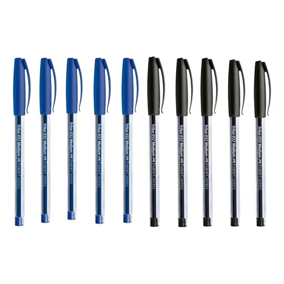 10 Caneta Esferográfica Faber Castell Cores 5 Azul 5 Preta
