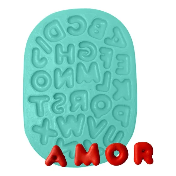 Molde Biscuit De Silicone Alfabeto Letras Para Aplique Vela Cor Molde De Silicone Para Biscuit Alfabeto Letras Fofo