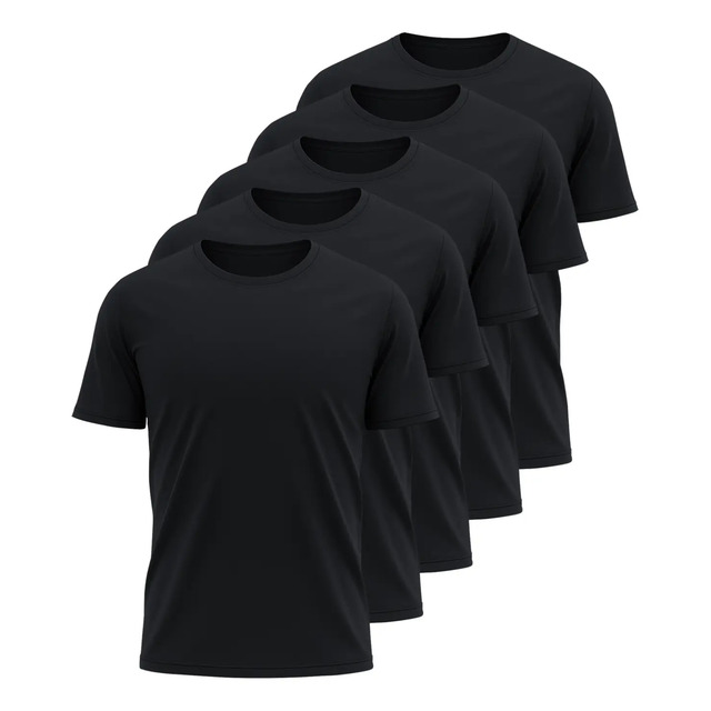 Kit 5 Camisetas Básicas Masculina Dry Fit Lisa Tradicional Preto M
