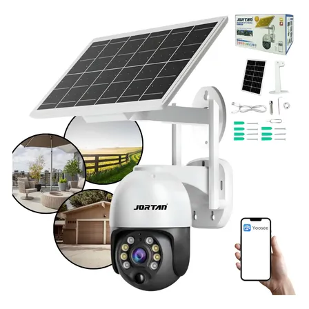 Câmera De Segurança Solar Vigilância Prova D'água Wifi 355° Branco Com Preto