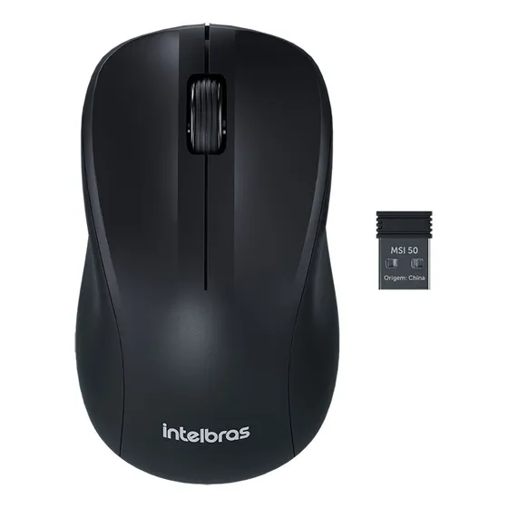 Mouse Sem Fio Intelbras MSI50 1200 DPI Clique Silencioso Preto com pilha inclusa