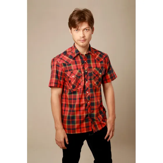Camisa Vaquera De Cuadros Manga Corta Ref. Cc14-25 