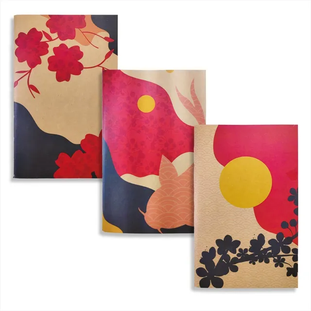 Set 3 Libretas Recicladas Cosidas Japon Bullet Journal