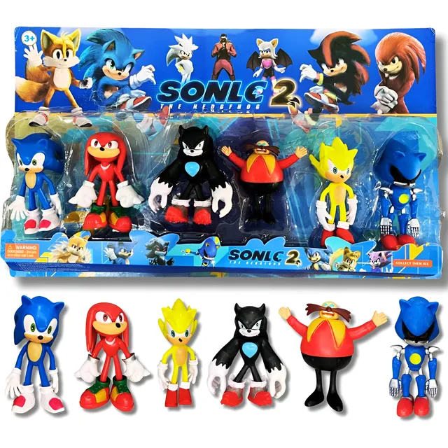 6 Bonecos Sonic Tails Shadow Knuclke Para Presente 2025
