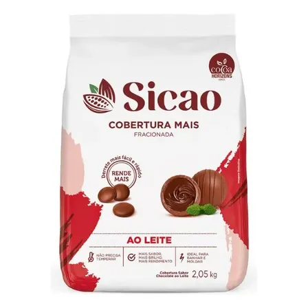 Cobertura Gotas Fracionada Sabor Chocolate Ao Leite Sicao Mais 2,05 kg