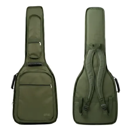 Capa Bag Guitarra Acolchoada Luxo 2 Bolso Cargo Marrom Verde-escuro