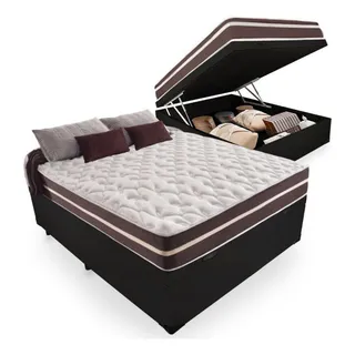 Cama Box BaĂș Casal + ColchĂŁo De Molas Classic Superlastic Cama Box BaĂș Casal + ColchĂŁo De Molas Classic Superlastic