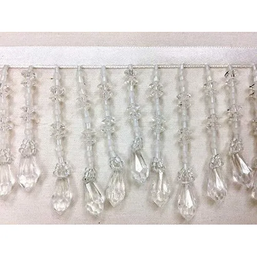 2.75  Crystal Beaded Fringe Trim Cbf-19 1 Blanco Claro