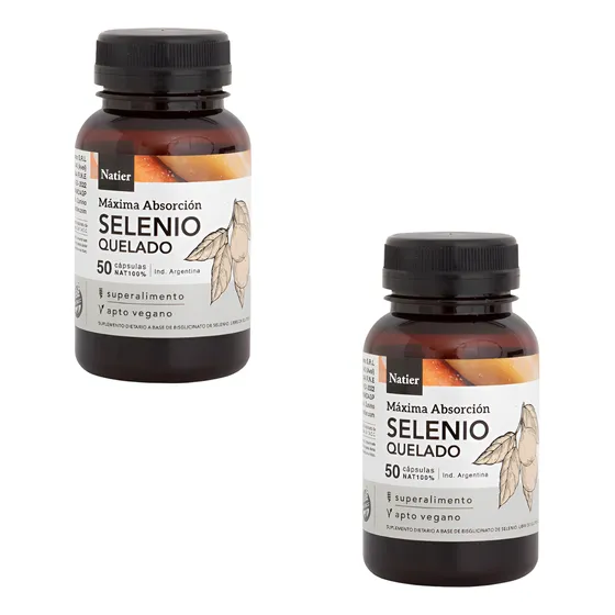 Pack 2 Selenio Quelado Natier Máxima Absorción 50 Cap