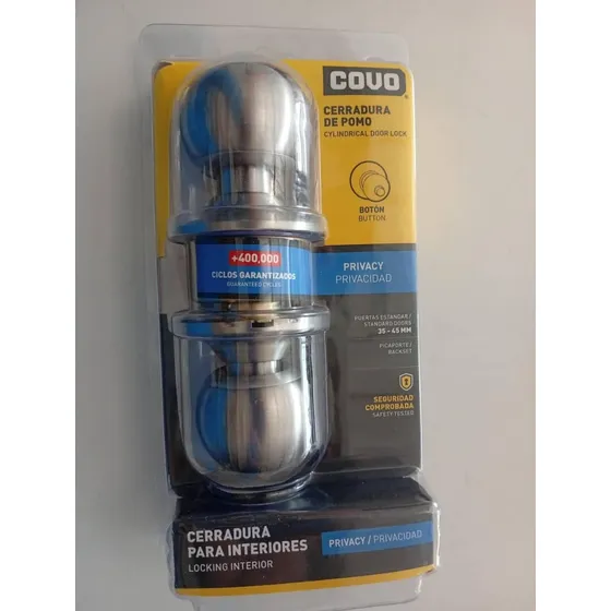 Cerradura De Baño Pomo Boton Plata