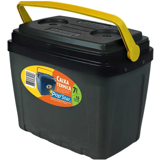 Caixa Termica Cooler Com Alça 7lt Camping Pesca 10 Latas Cinza