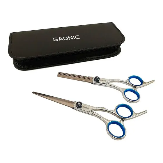 Kit Tijeras De Peluquería Gadnic Color Plateado Tijera De Corte Entresacado Y De Pulir