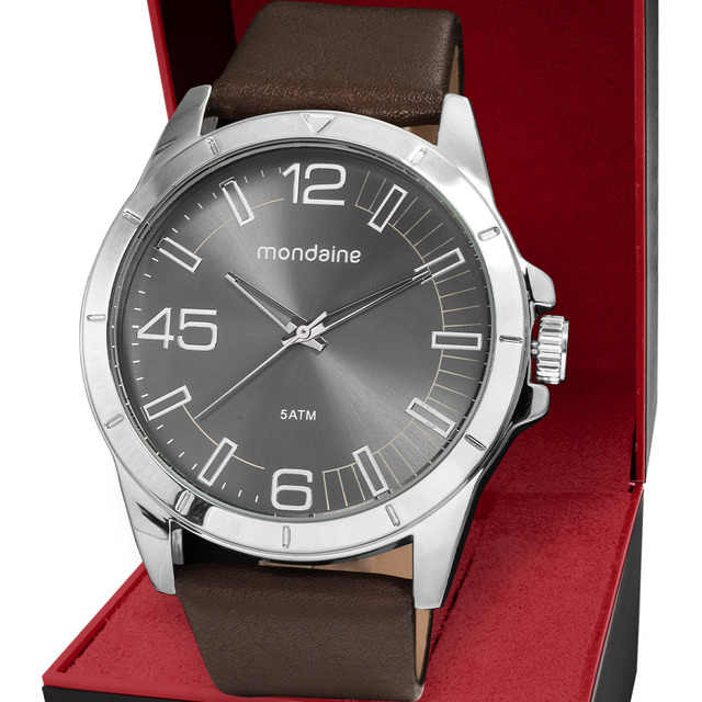 Relogio Mondaine Masculino 76656g0mvnh3 Prateado Couro Cor Da Correia Marrom-escuro Cor Do... Relogio Mondaine Masculino 76656g0mvnh3 Prateado Couro Cor Da Correia Marrom-escuro Cor Do...