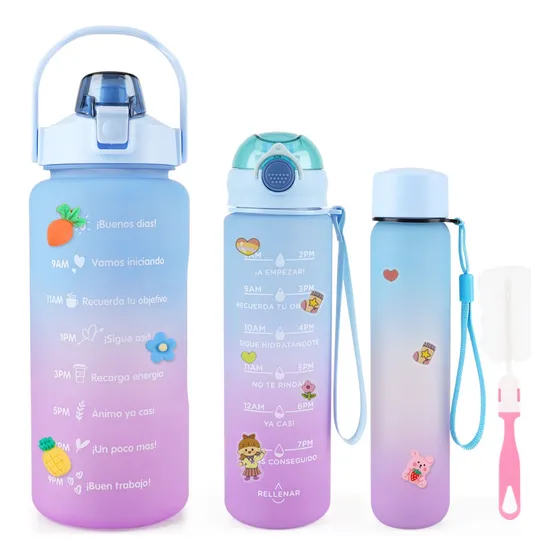 Botella De Agua Deportiva 2 Pack Gran Capacidad 2l Y 800ml