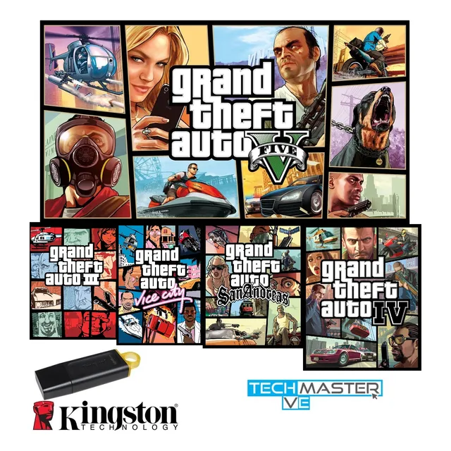 Pendrive Coleccion Gta 3, Vice City, San Andreas, 4 Y 5 Pc