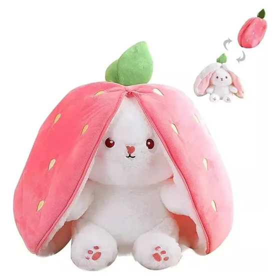 Peluche De Conejo 23cm Reversible Fresa Kawaii Para Regalo
