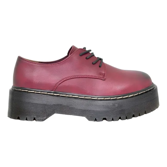 Zapatos Abotinados Mujer Cuero Ecológico Rojo Base Doble Ms