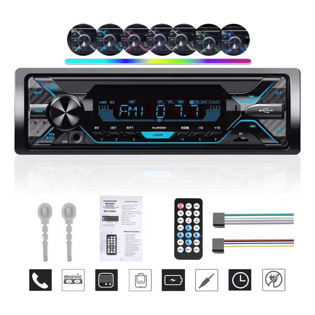 Auto Estéreo Kazome 8808 Bt Carga Rápida Música Sin Pérdida Usb Y Tf Color Negro