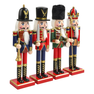 4 Adornos De Cascanueces, Muñeca De Navidad Pintada, 4 Adornos De Cascanueces, Muñeca De Navidad Pintada,
