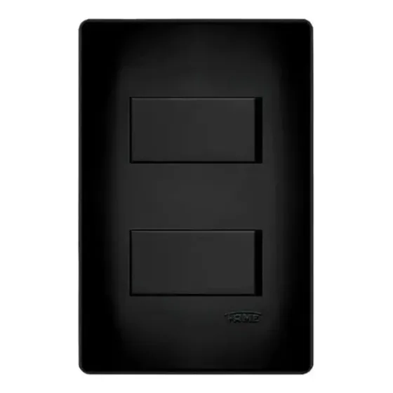 Interruptor Duplo Simples 4x2 Black Preto Fosco Fame