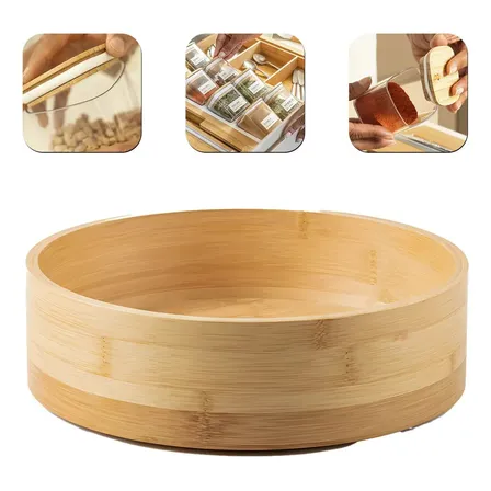 Organizador Giratório Redondo Alto Multiuso Keep Bambu Ou
