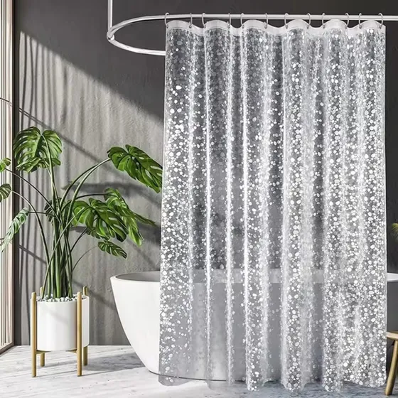 Cortina De Ducha Transparente Impermeable Piedras 180x180cm