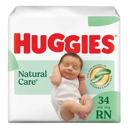 Huggies Fralda Descartável Premium Natural Care Rn 34 Unidades Sem Gênero