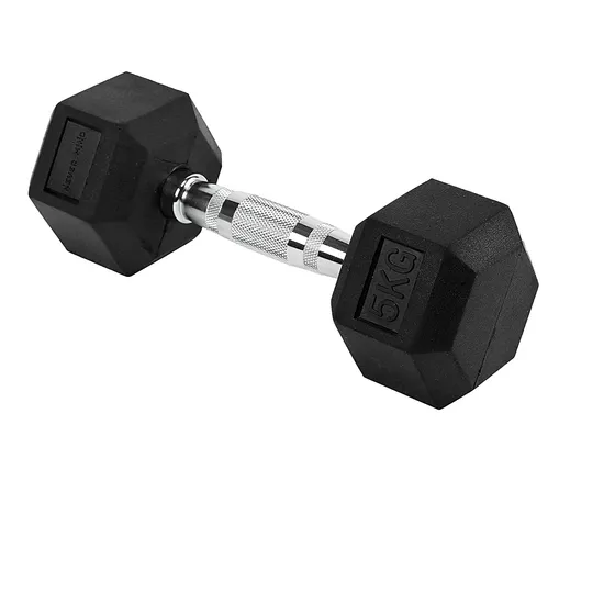 Mancuerna Hexagonal Cromada 5 Kg Recubierta En Goma (unidad)