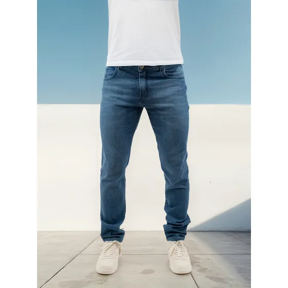 Pantalón Jean Clásico Hombre Recto Elastizado Denim Premium