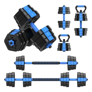 Mancuernas Ejercicio, Keepvital 20kg Juego De Pesas, 4 En 1 Ejercicio Kit Ajustables, Mancuernas Ajustables Equipado Con... Azul
