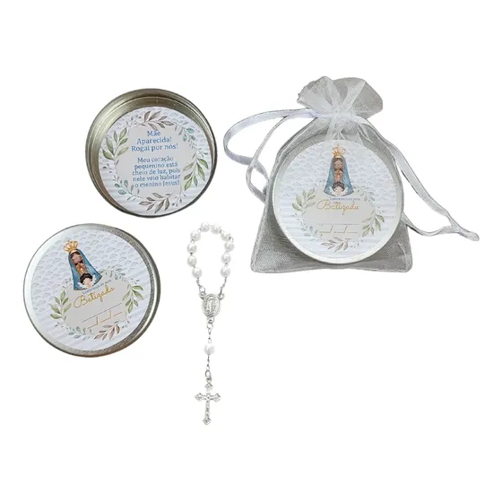 Kit 10 Lembrancinha Tercinho Batizado Com Organza