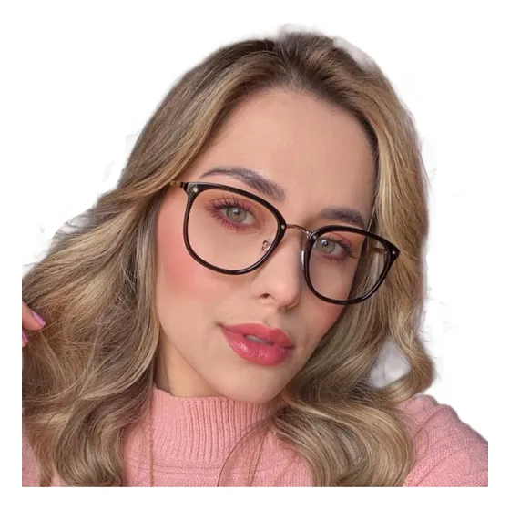 Armação Óculos Feminino De Grau Redondo Grande
