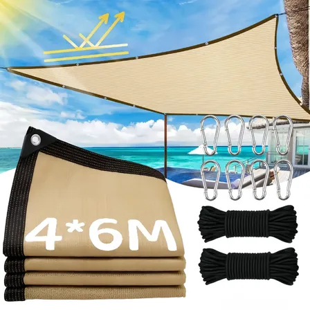 Malla Sombra 6×4 98% Negro Exterior Para Mallasombras Jardin