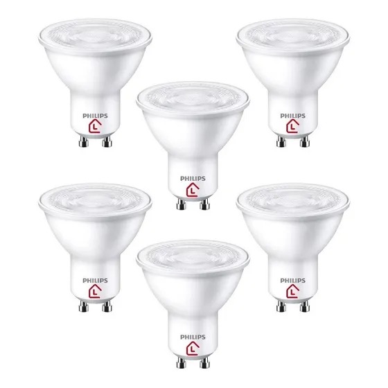 6 Lámparas Led Dicroica Philips 3.8w Gu10 