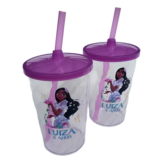 25 Copos Com Tampa E Canudo 400ml Personalizados 