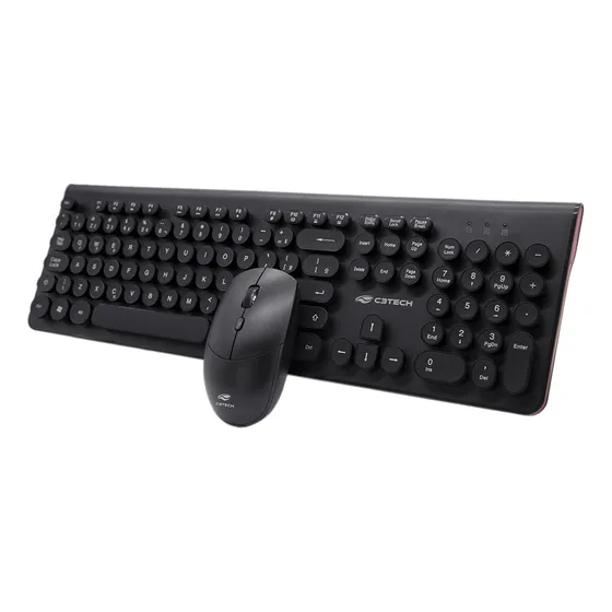 Kit Teclado + Mouse Sem Fio K-w80bk Preto C3tech