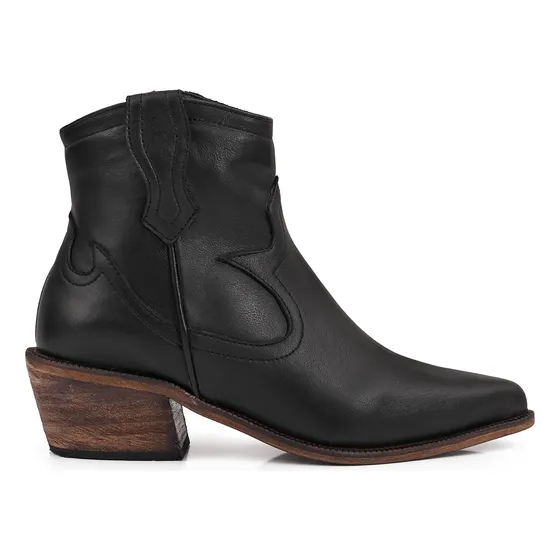 Bota Cuero Mujer Botineta Zapato Cierre Taco Texana Briganti