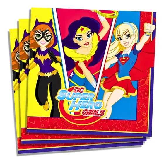Set 12 Servilletas Super Hero Girls Para Cumpleaños Glam