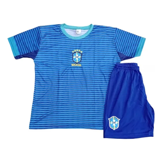Conjunto Uniforme Brasil Infantil Shorts Camisa 10 Futebol
