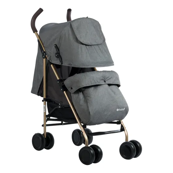 Paseador Sombrilla Reclinable Para Bebé Ebaby Color Gris Oscuro Chasis Dorado