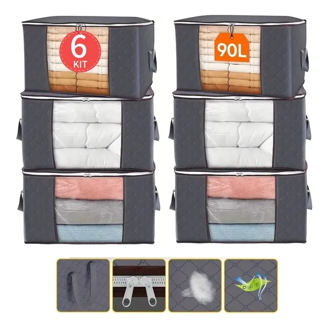 Kit 6 Sacola Organizadora De Guarda Roupa Para Roupa De Cama