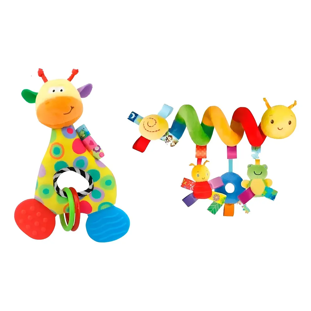 Kit Mobile Centopeia Espiral Infantil + Mordedor Bebê Girafa Cor Colorido Animal