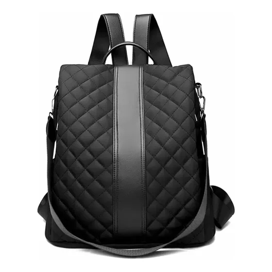Mochila Mujer Impermeable Tela Antirrobo Neoprene Negra Moda