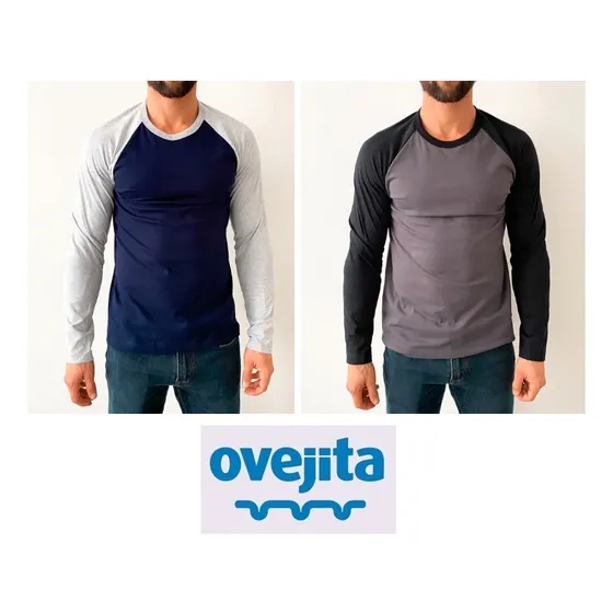 Franela Manga Larga Sueter Raglan Ovejita Algodon Combinadas