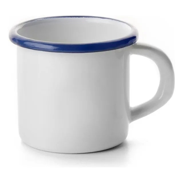 Taza O Cacillo De Peltre Blanco Con Azul(300 Ml) Marca Ibili