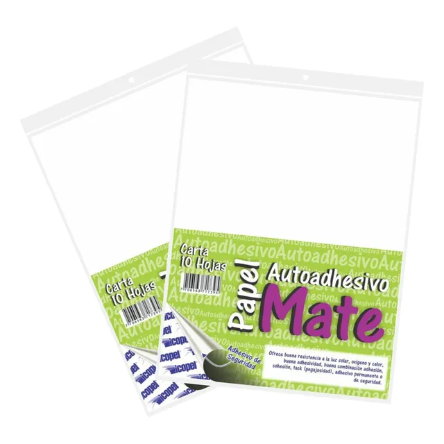 Papel Autoadhesivo Mate Carta * 10 Hojas - 2 Und
