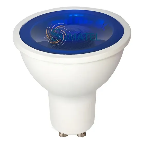 Ampolleta Dicroica LED GU10 Azul 5W 350lm Sumatel Luz Interior Eficiencia A Chile | Cuotas sin interés